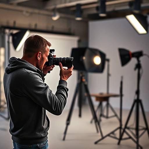 Photographe de Studio Créatif Lumière réalisant un shooting photo professionnel dans un studio à Lyon.